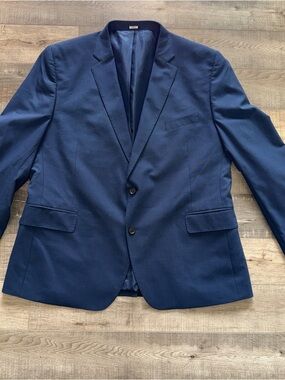 jf j.ferrar Men's Navy Two-Button Sport Coat